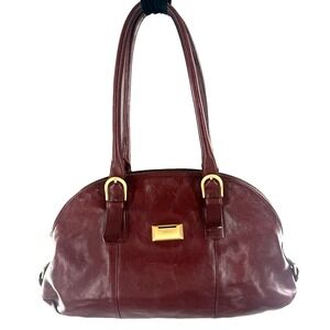 Latico Shoulder Bag Handbag Leather Double Handle Burgandy Red Gold Hardware